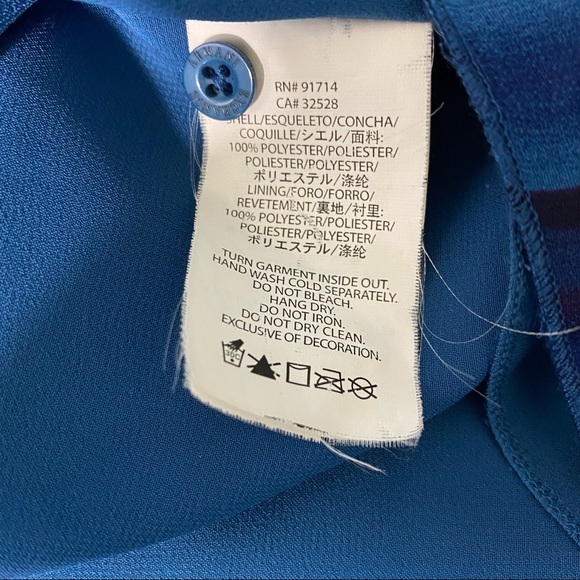 Armani Exchange Dress Blue Purple Abstract Print Tie Waist Half Sleeve Buttoned - Picture 8 of 9